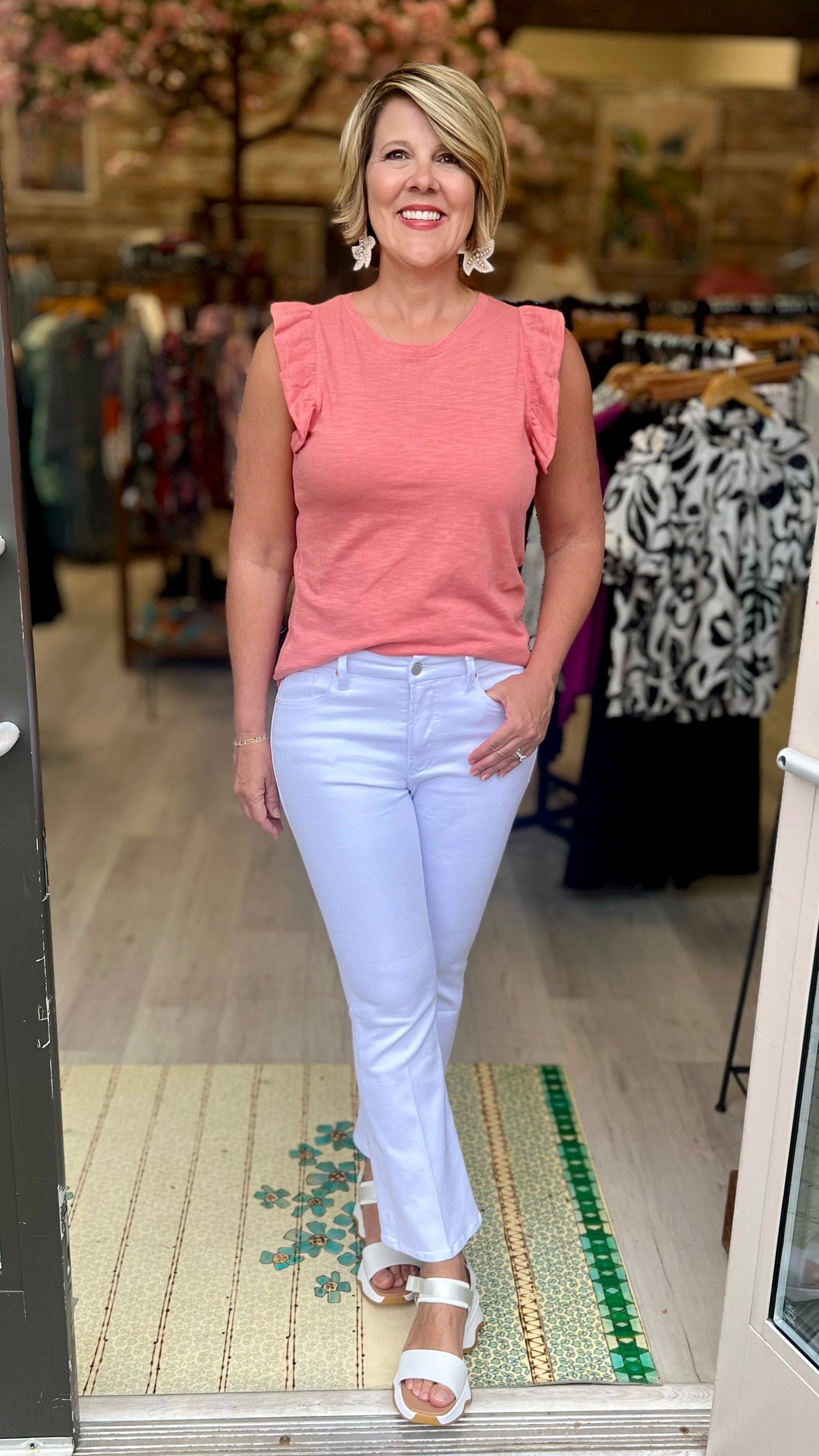 Another Love Flutter Sleeve North Tee - Grapefruit