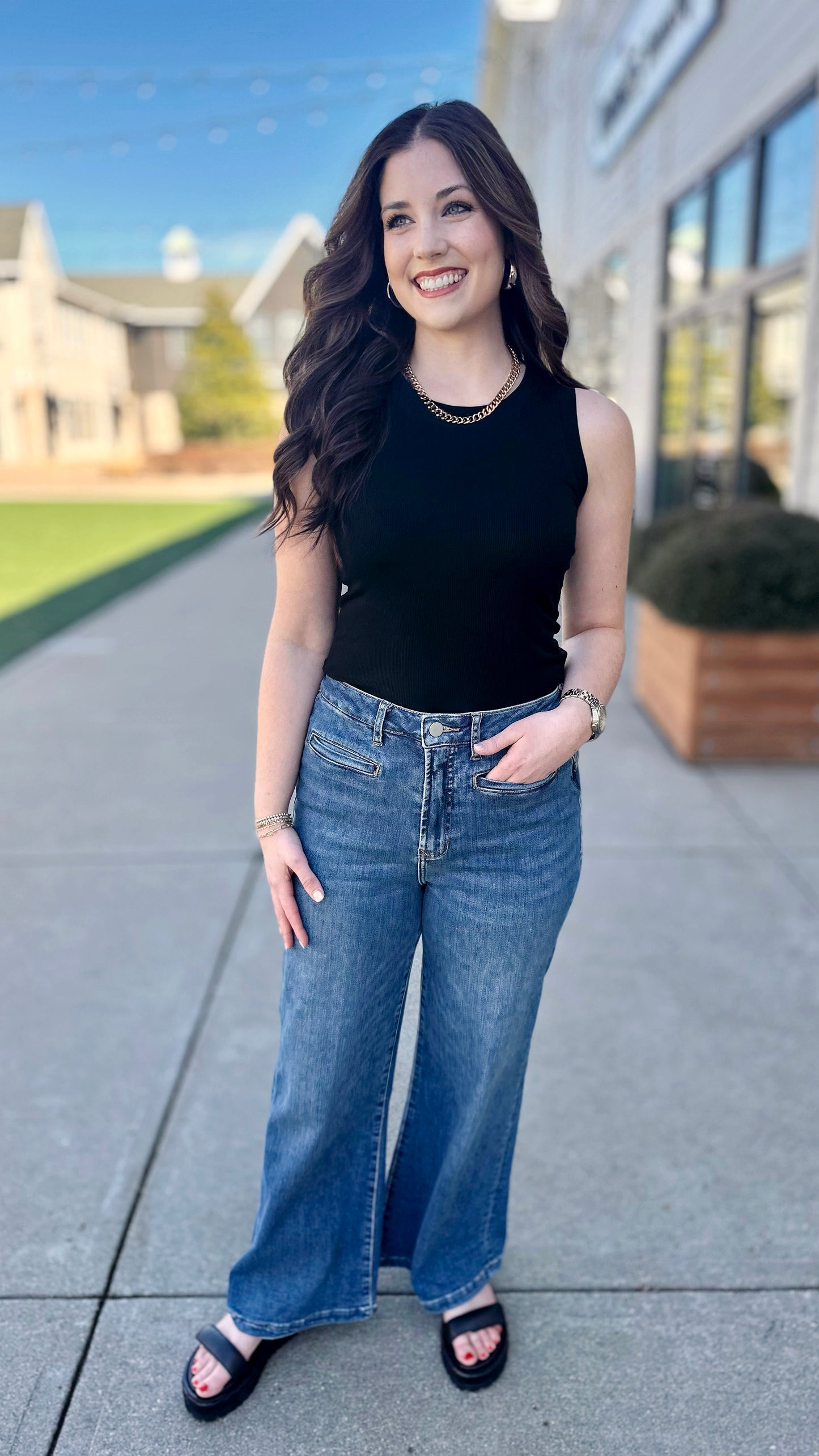 Another Love Cleo Micro-Ribbed Tank - Black