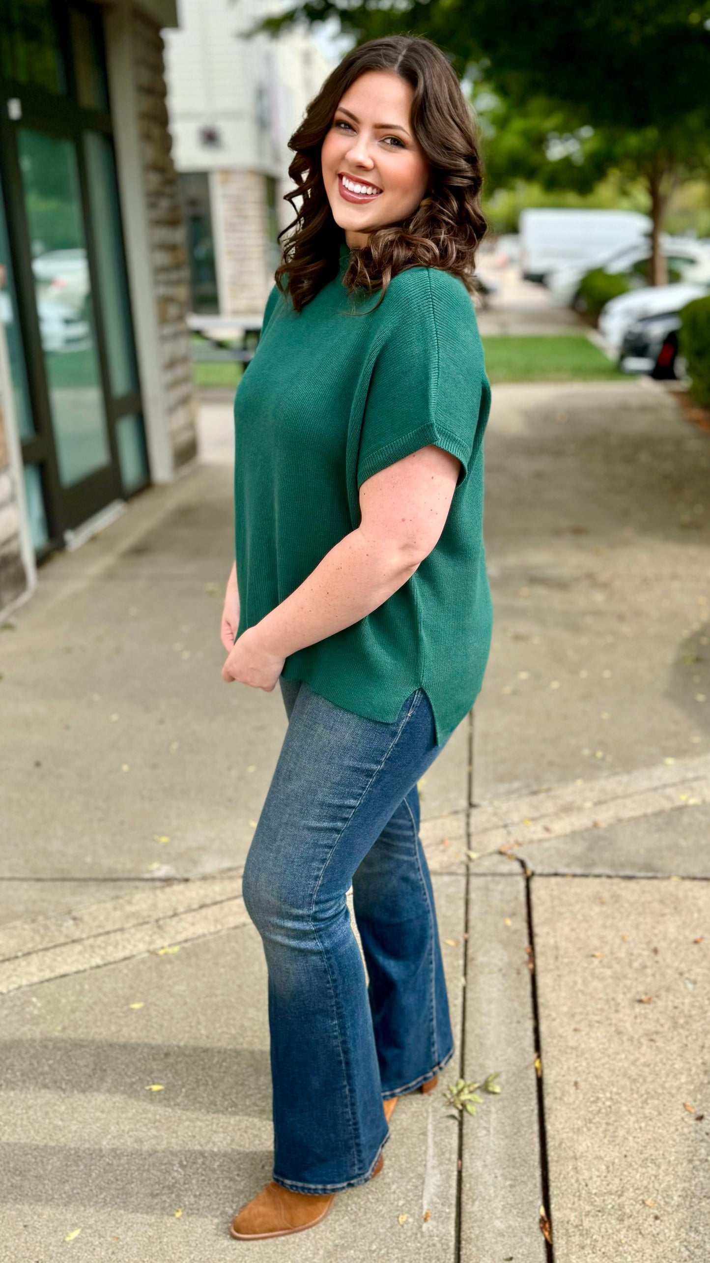 Classico Short Sleeve Sweater - Hunter Green