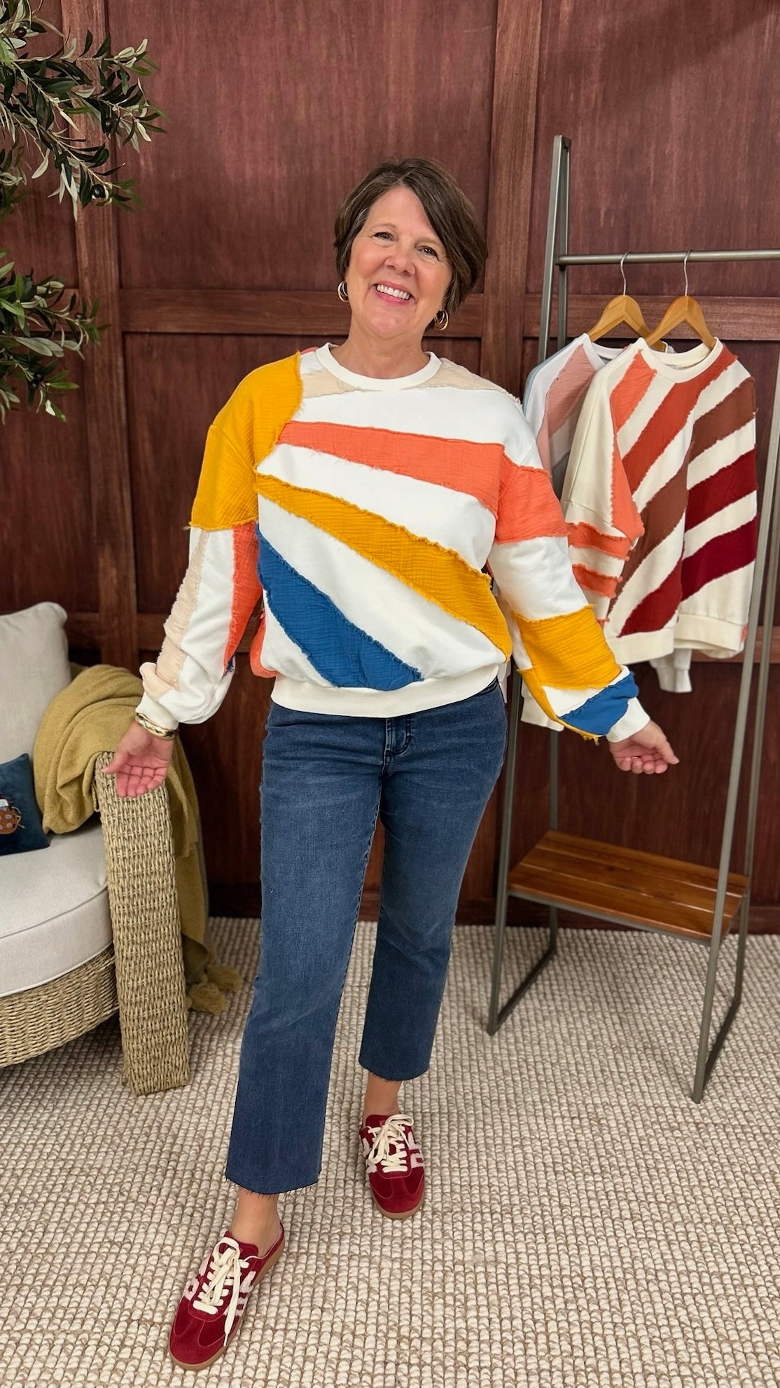 Agnes Wavy Stripe Pullover - Ivory Mix