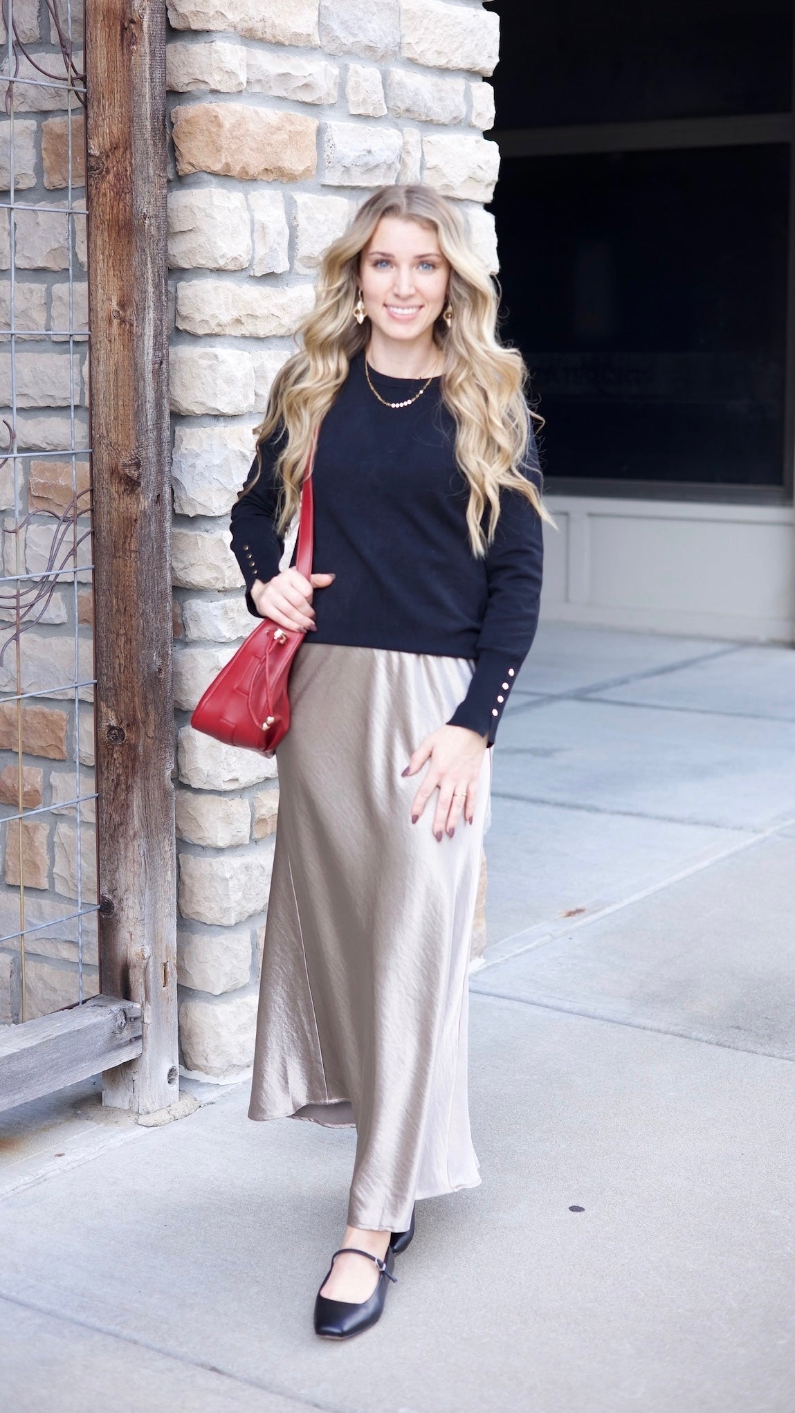 Sierra Satin Long Skirt - Gold