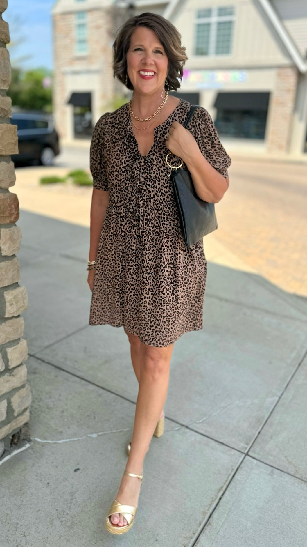 Tie Front Animal Print Dress