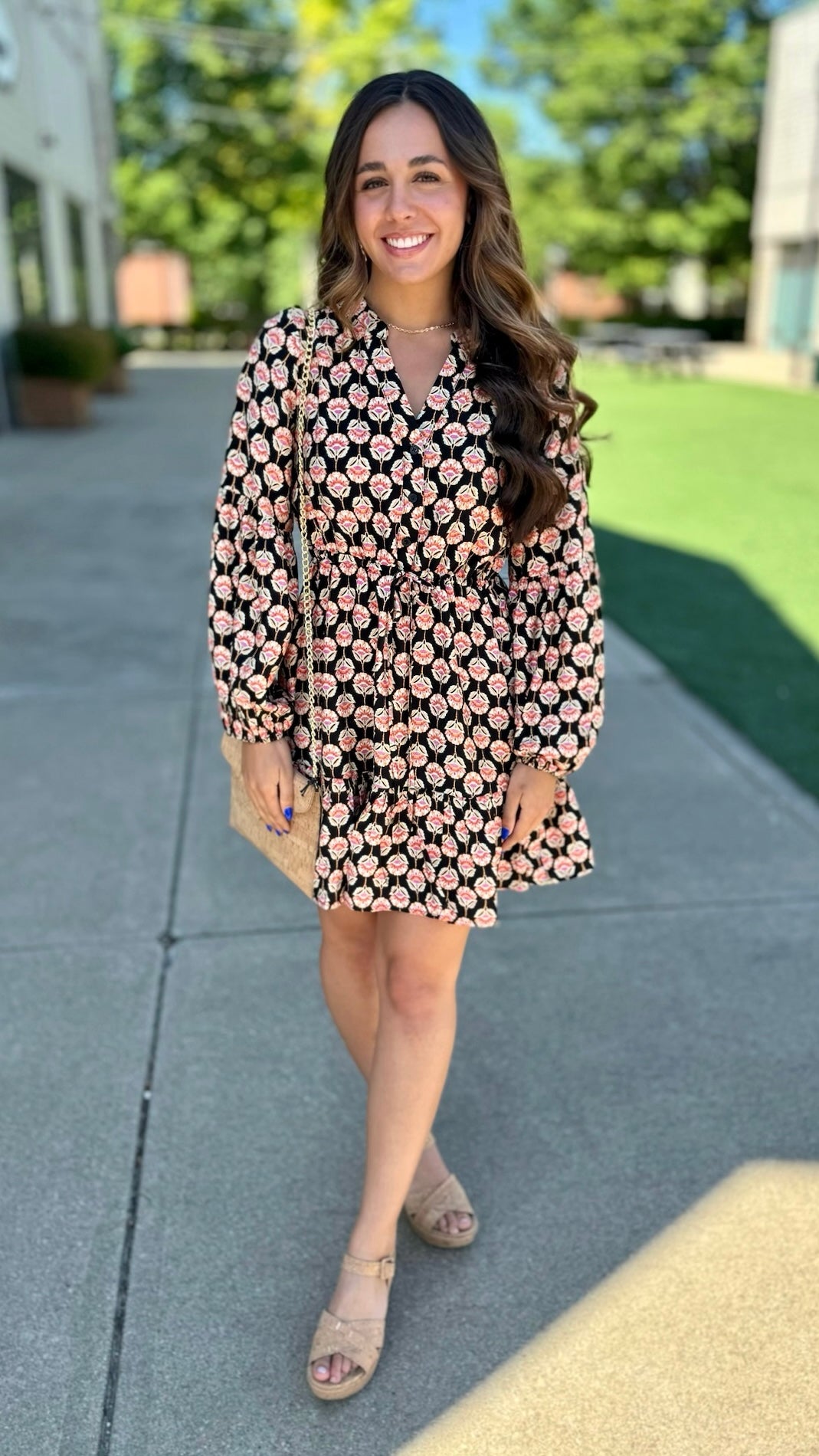Bria Black Floral Dress - Black