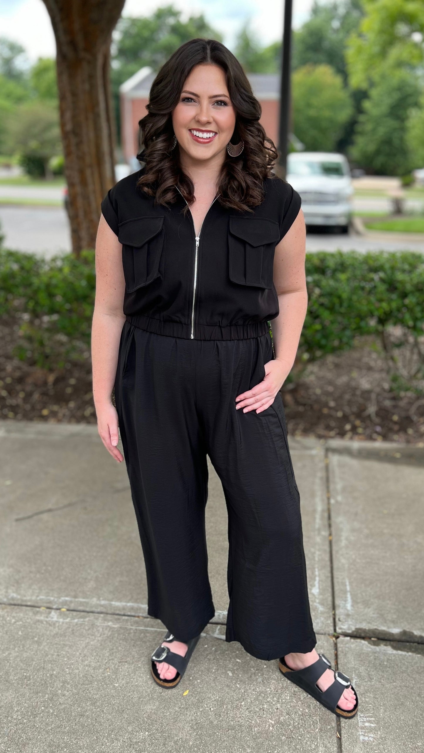 Black Mock Neck Zipper Vest