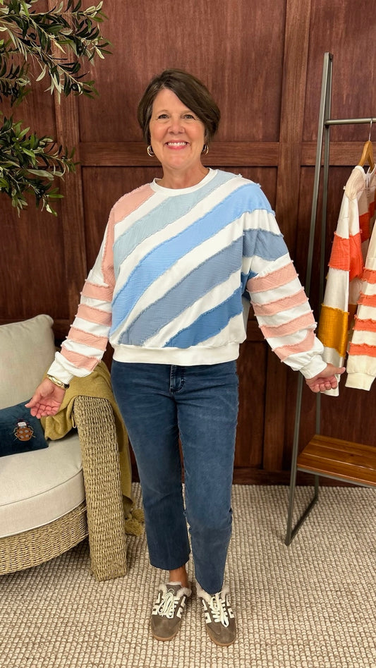 Agnes Colorblock Textured Pullover