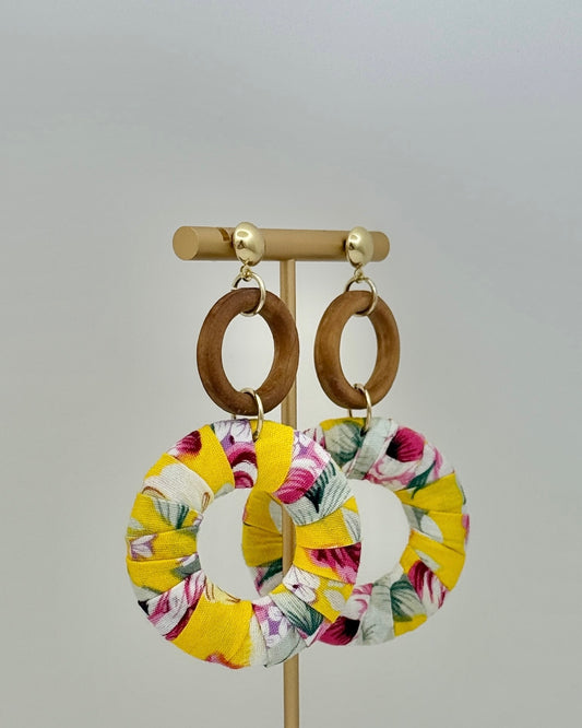 Fabric Wrapped Earrings - Yellow