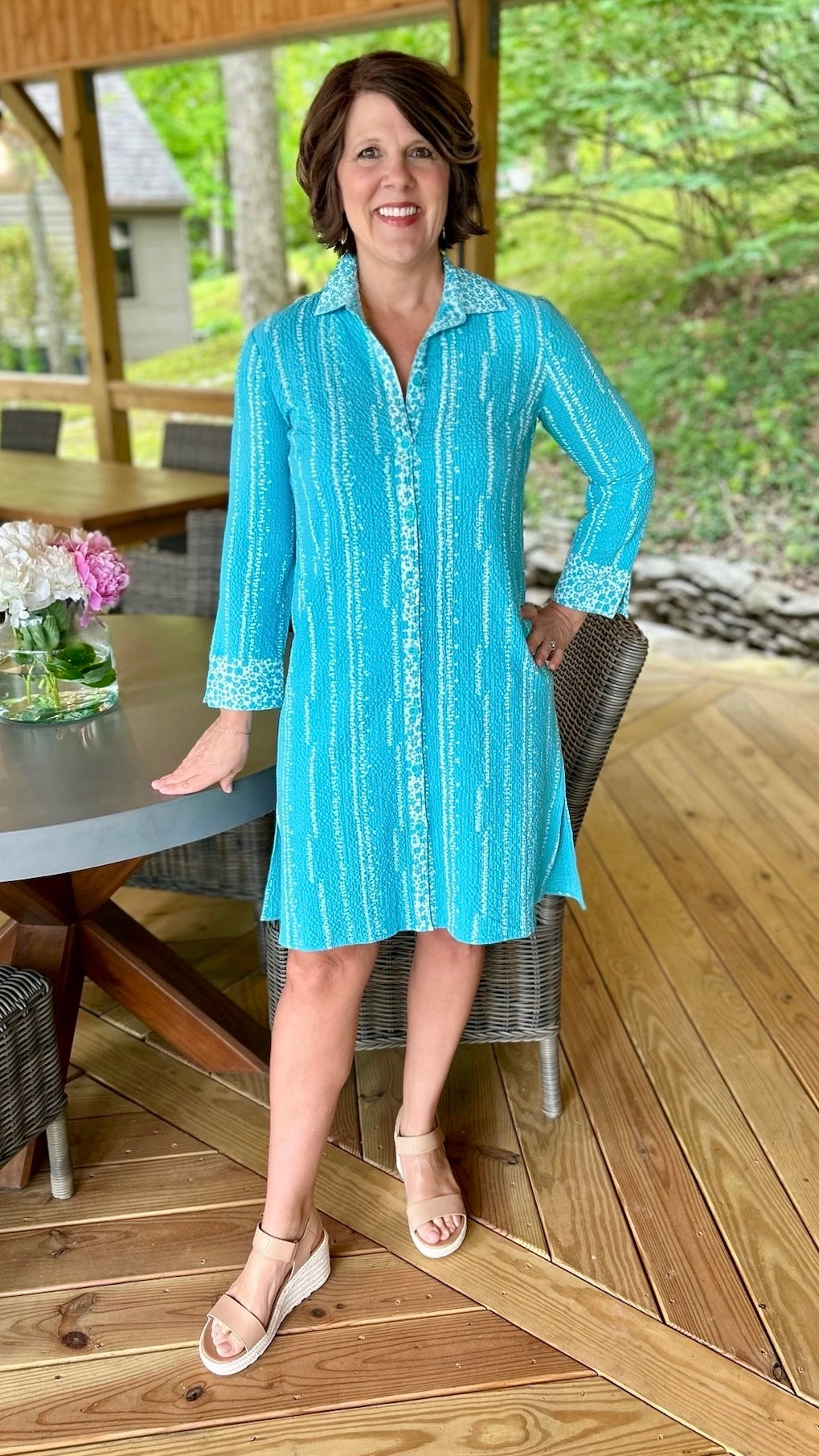 Habitat Coralie Crinkle Shirt Dress - Malibu