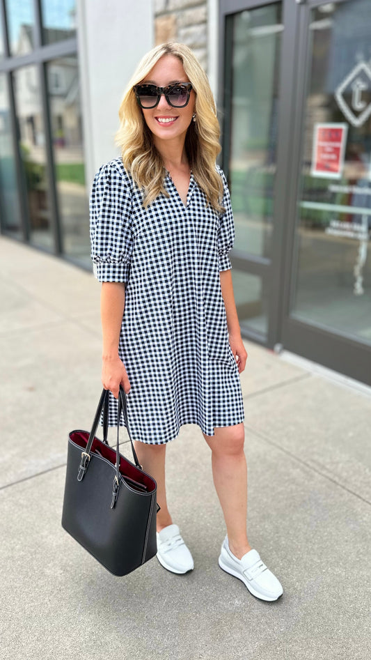Jude Connally Gingham Black Emerson Dress
