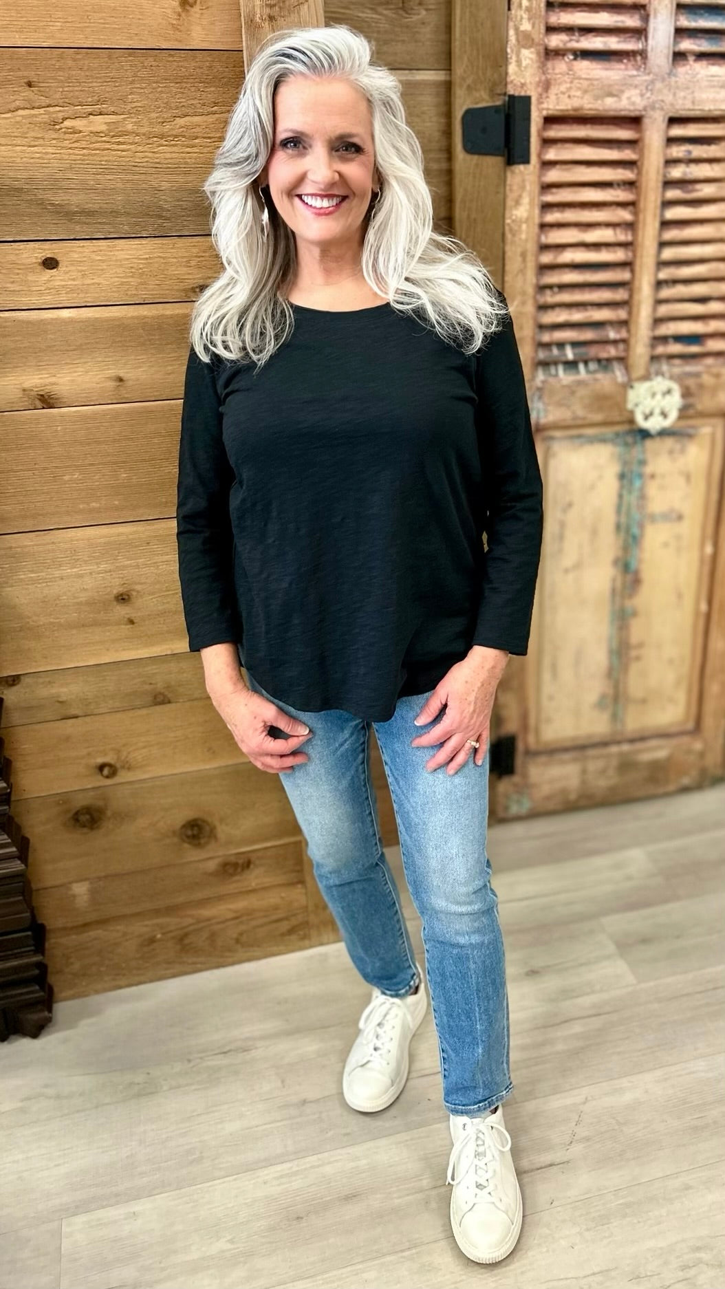 Habitat Cotton Slub Hi Lo T Shirt - Black