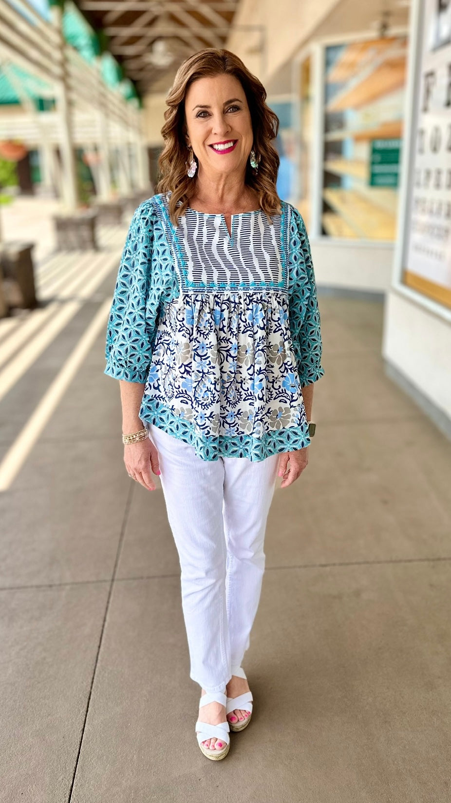 Ivy Jane Many Blues Babydoll Blouse