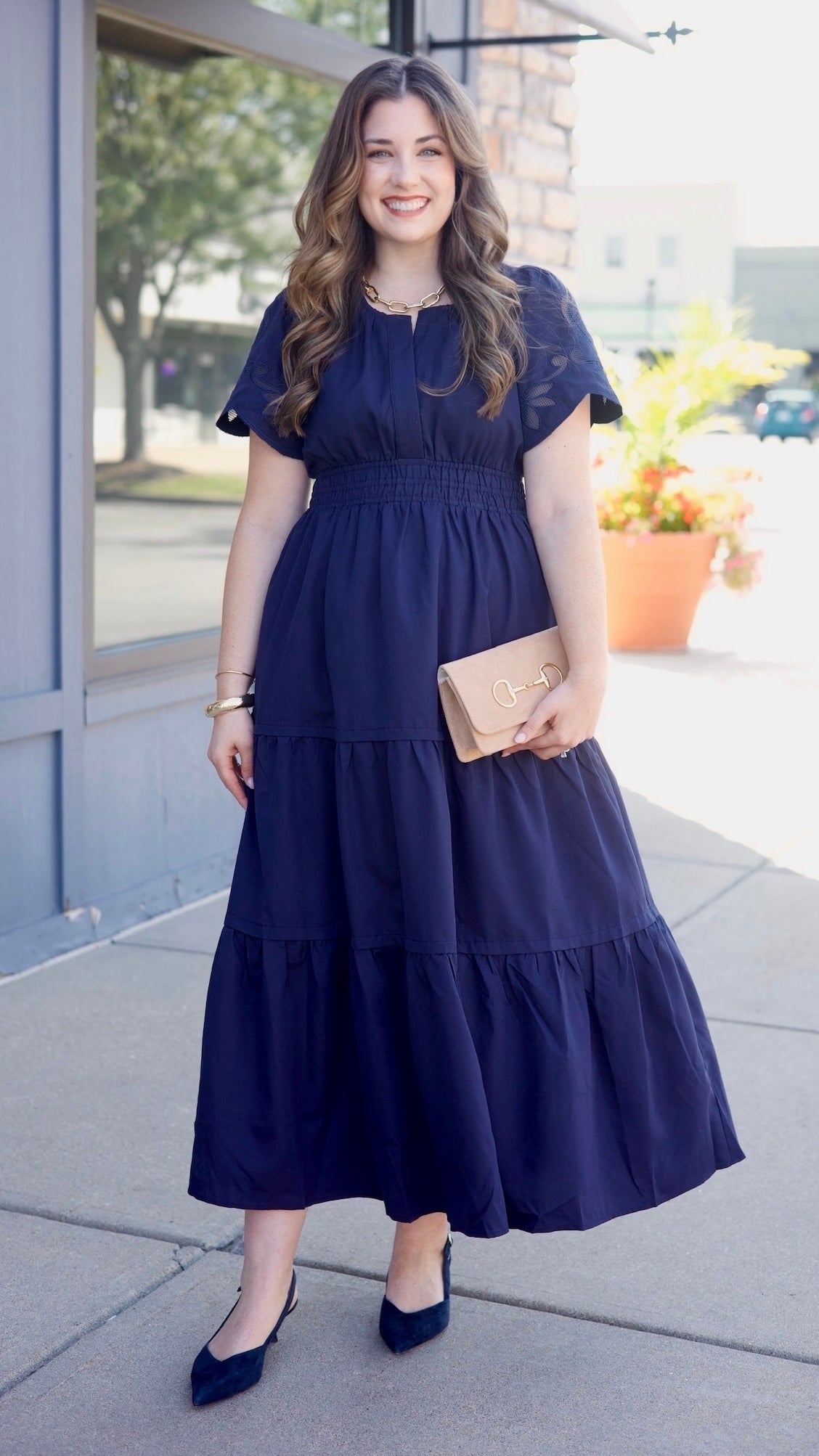 Nora Cinch Waist Dress - Navy
