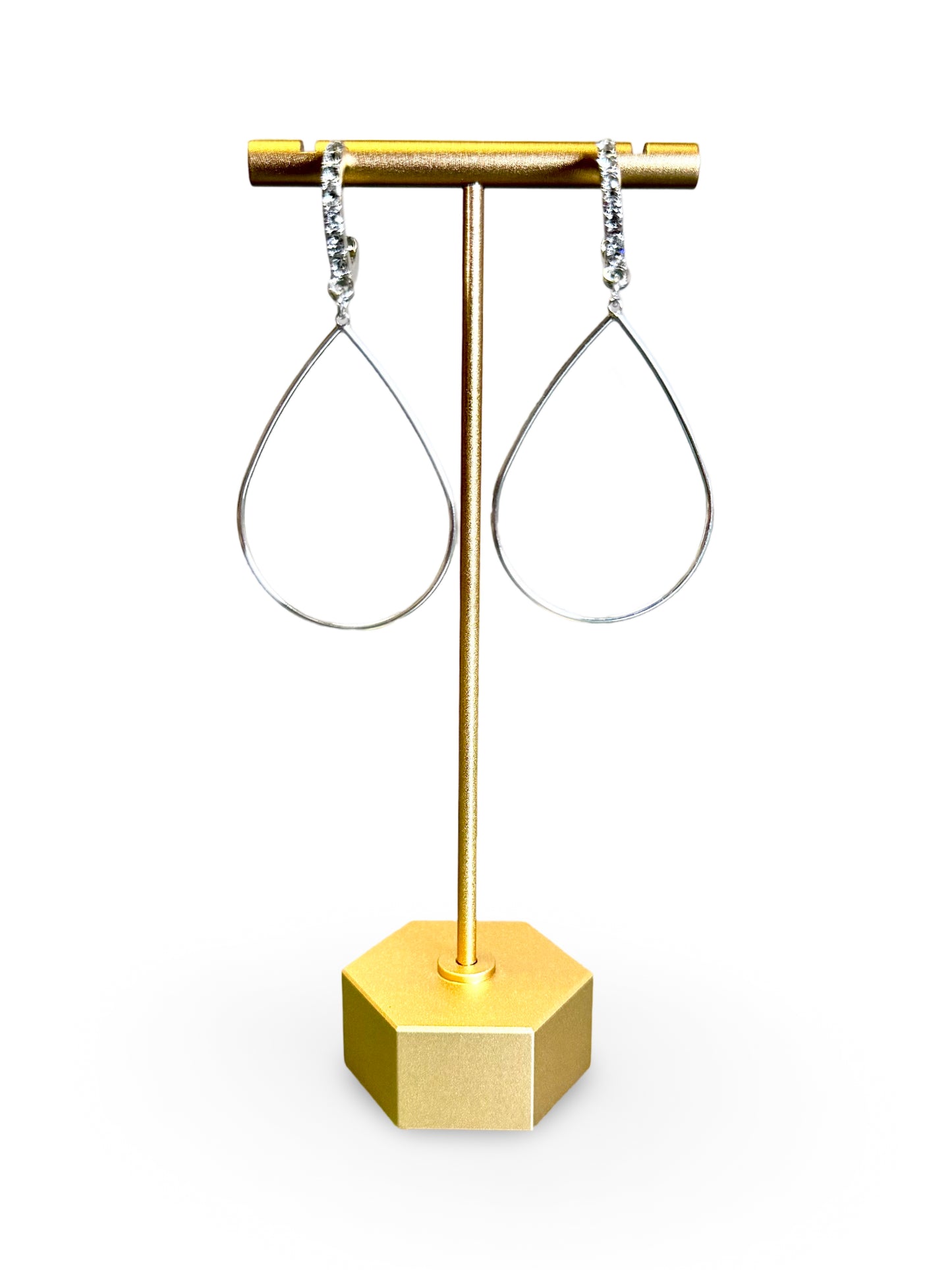 Silver Rhinestone Teardrop Earring