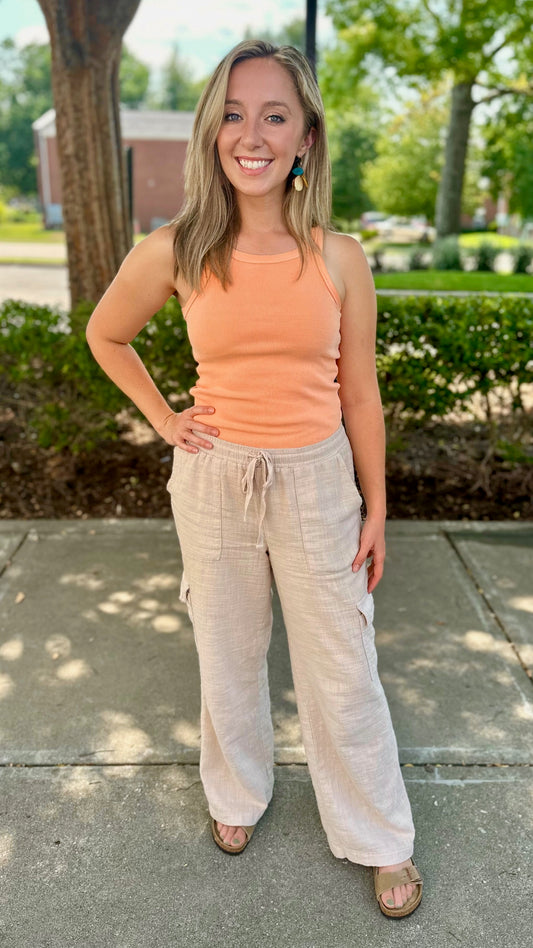 Dear John Tamia Halter Neck Tank - Apricot