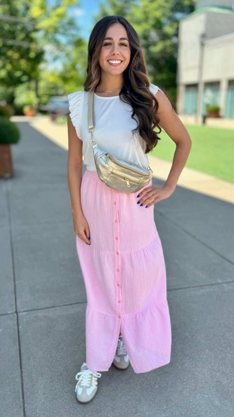 Michael Stars Yuki Flutter Sleeve Ribbed Tank - White