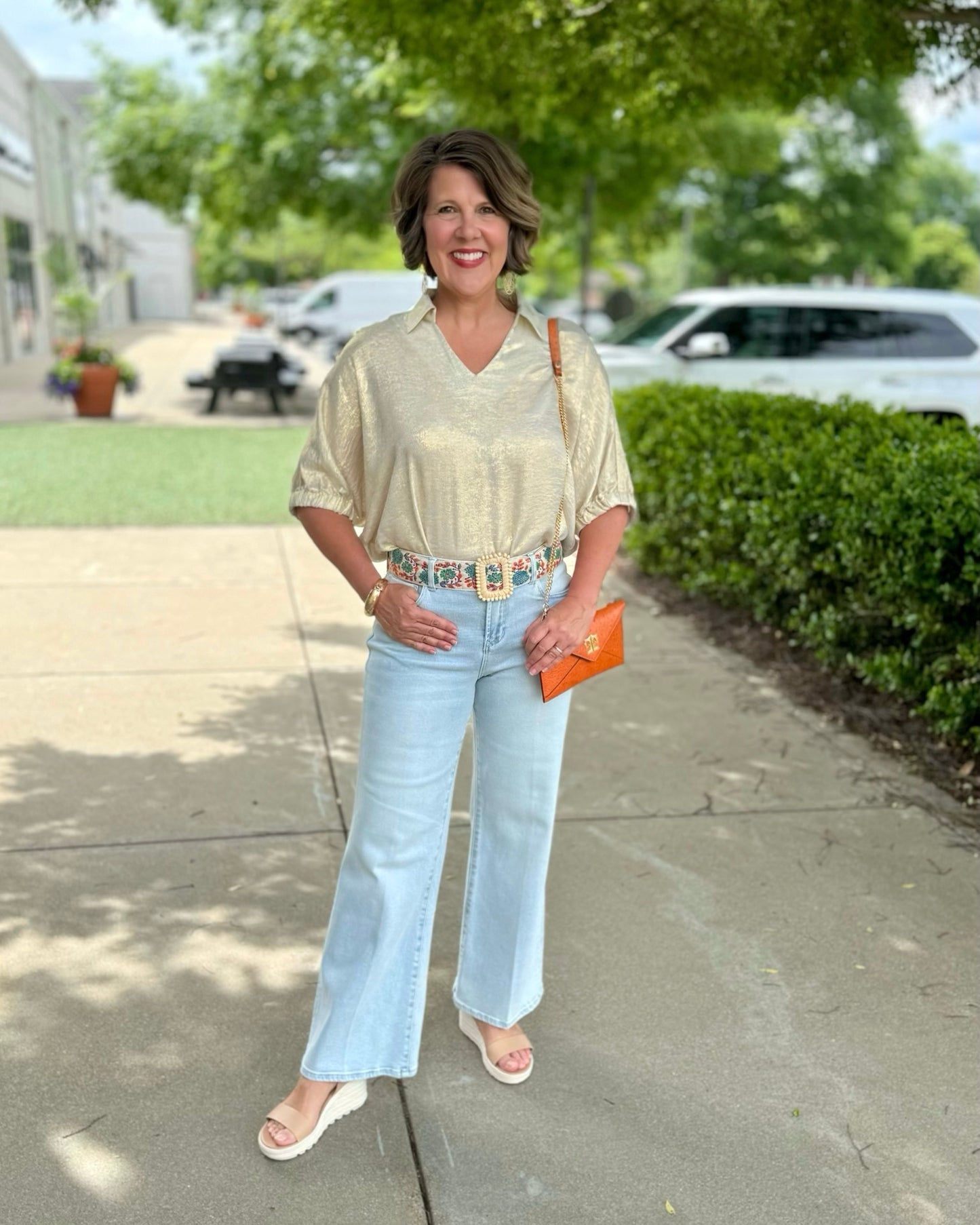 Taupe & Ruby Floral Belt