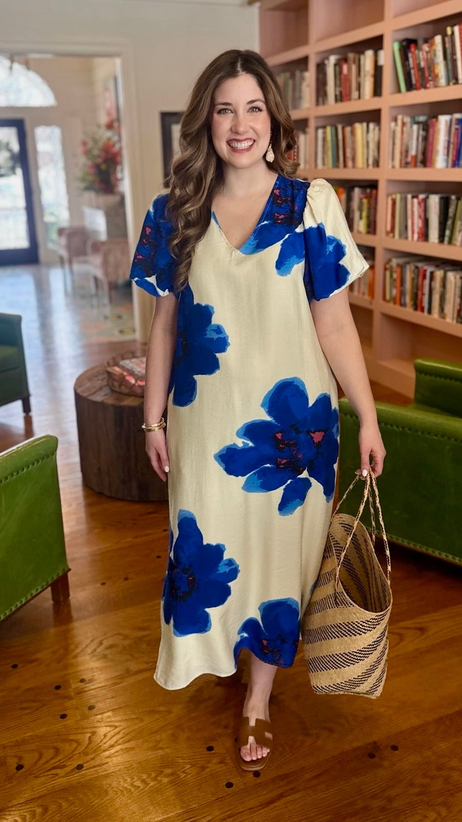 Bella Floral Dress - Royal Blue