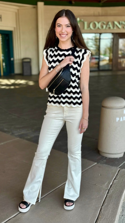 Zig Zag Sweater - Black and Cream