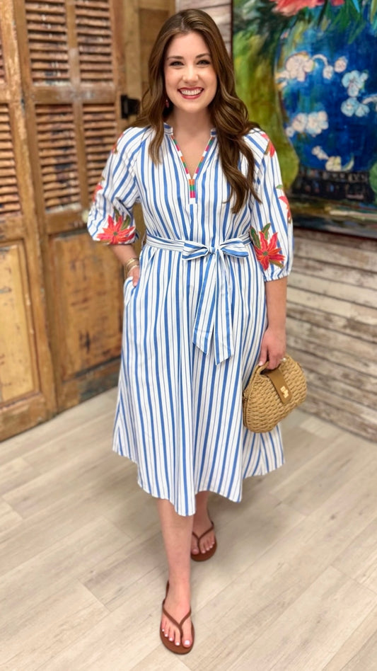 Cadence Flower Dress - Blue