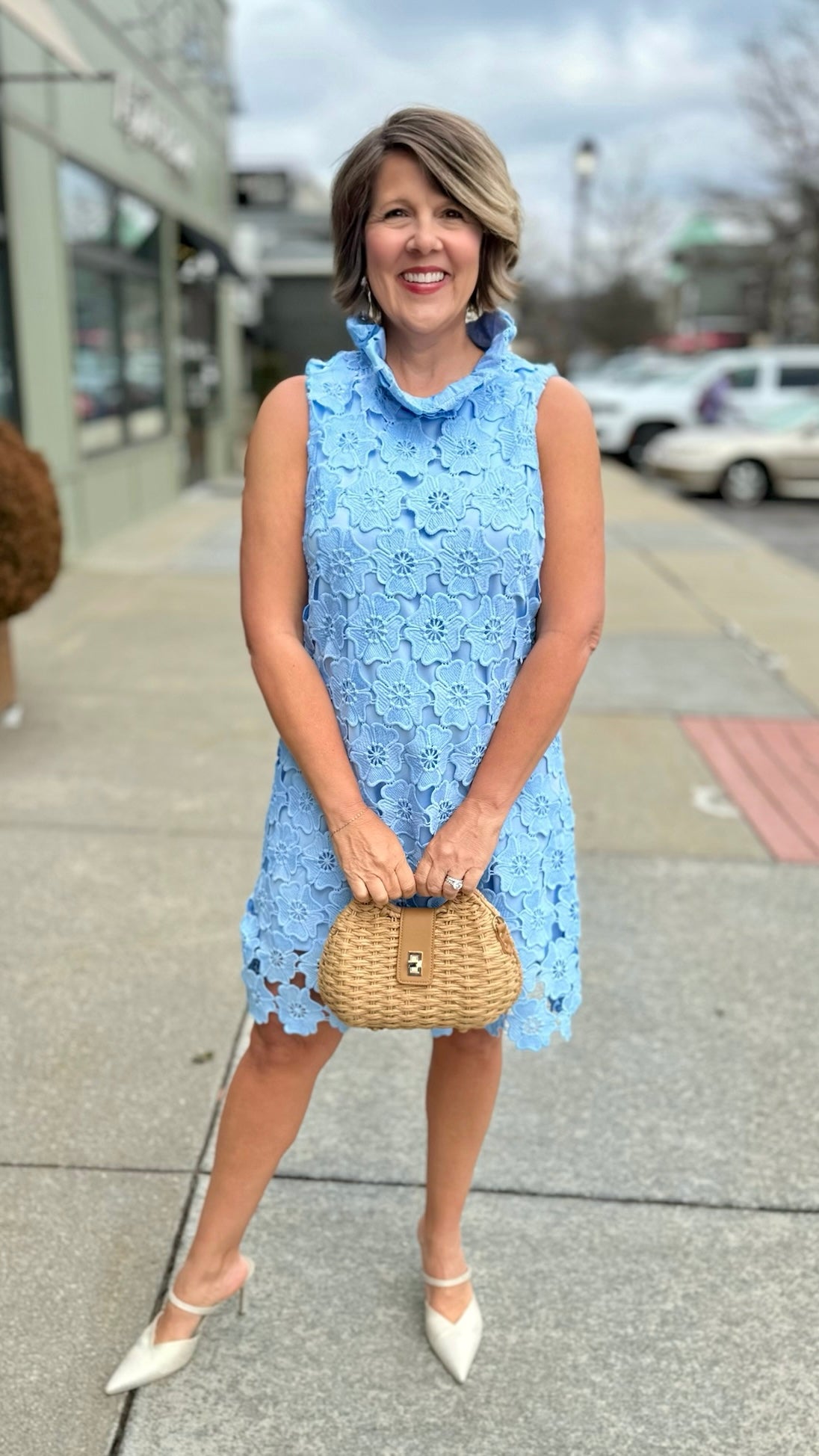 Lucy Light Blue Floral Lace Dress