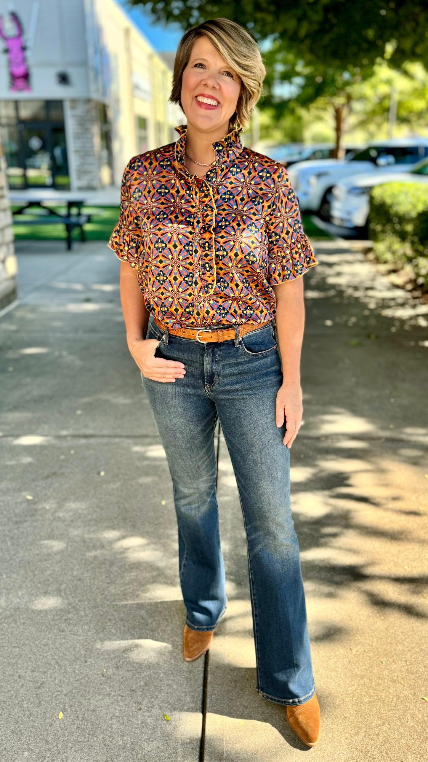 Ivy Jane Autumnal Ruffle Silky Blouse