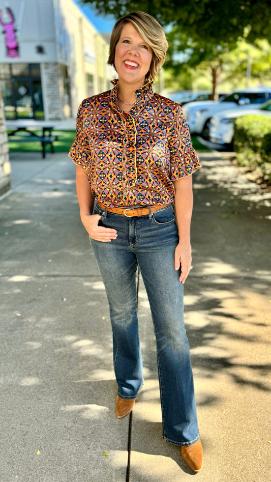 Ivy Jane Autumnal Ruffle Silky Blouse