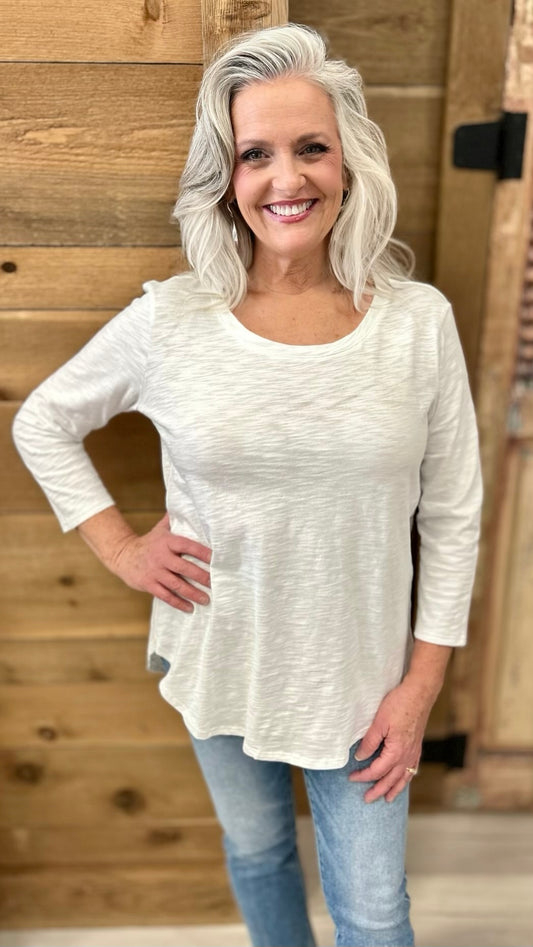 Habitat Cotton Slub Hi Lo TShirt - White