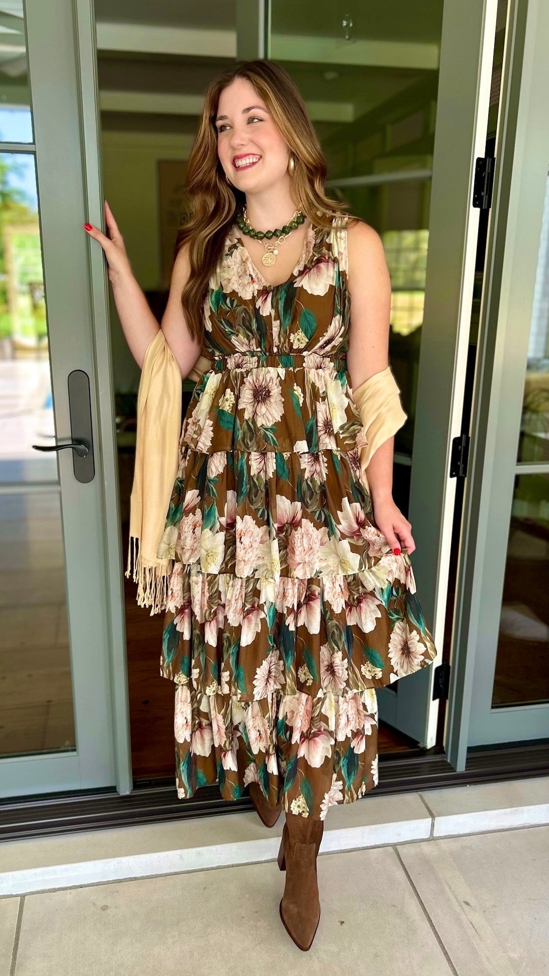 Aleisa Floral Tiered Chiffon Dress