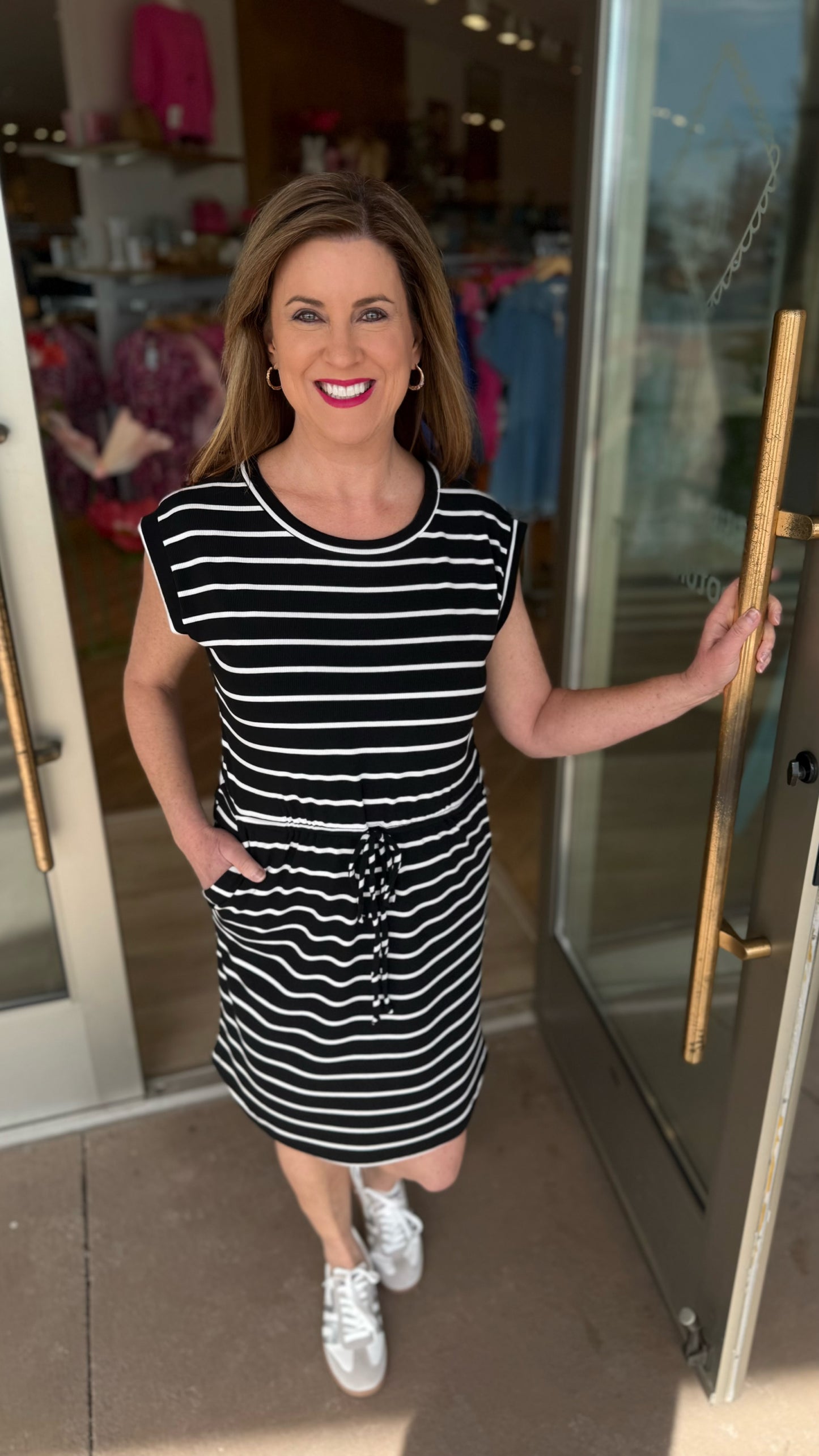 Typically Tabitha Stripe Dress - Black & White