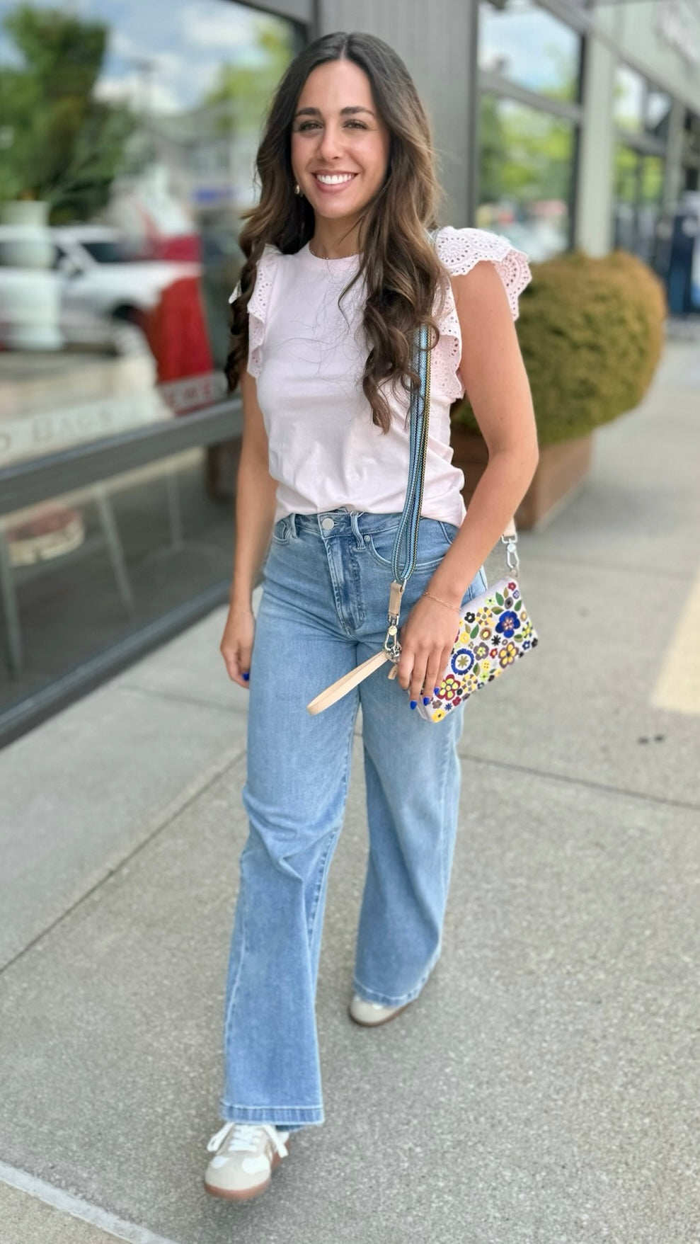 Another Love Kiara Eyelet Sleeve Top - Petal Pink