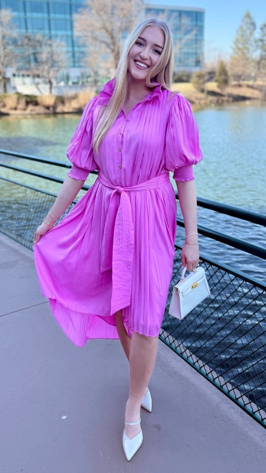 Emily McCarthy Rowan Dress - Fuchsia