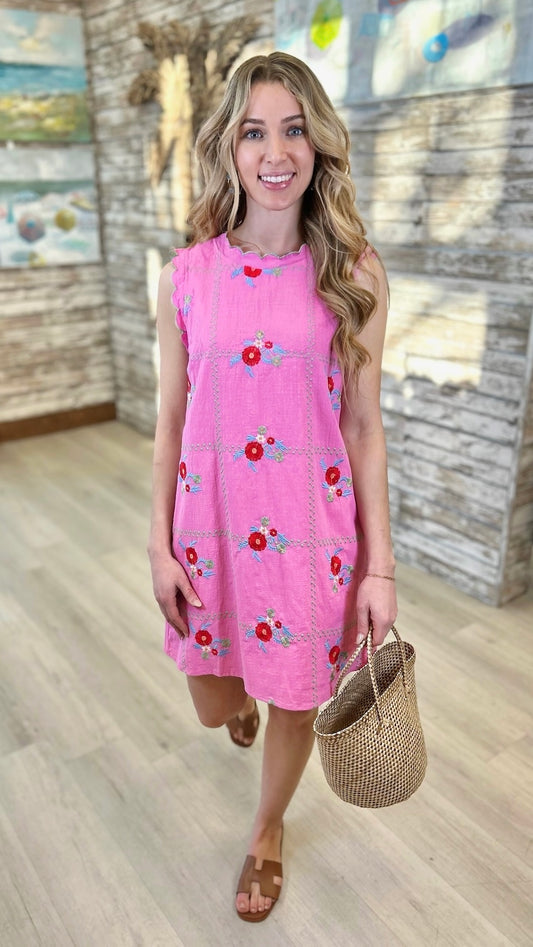 Lori Embroidered Dress - Pink
