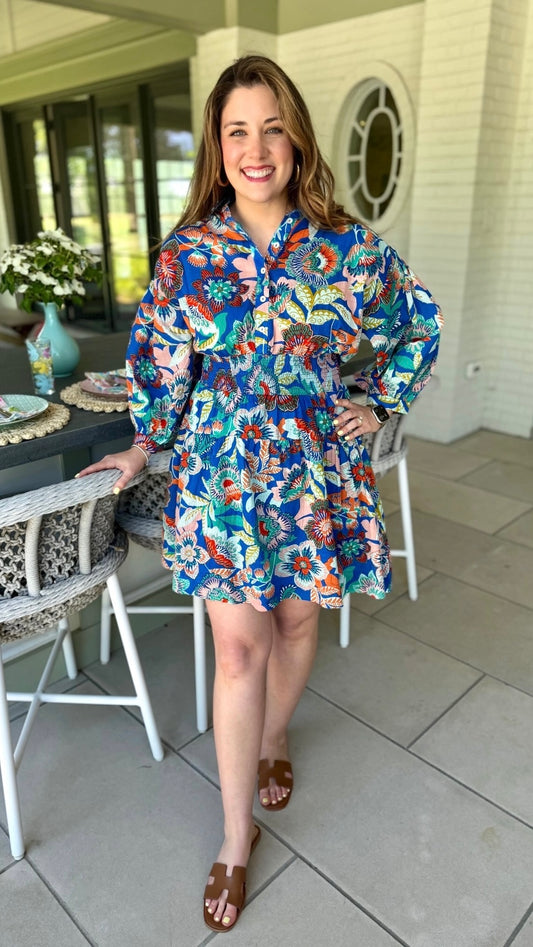 Uncle Frank Pintucked Dress - Blue