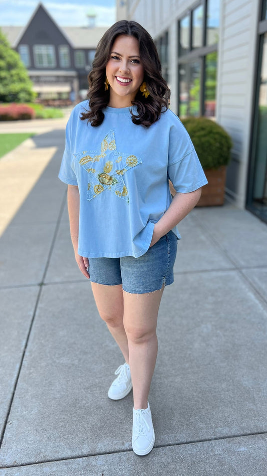 Peri Blue Star Patch Top