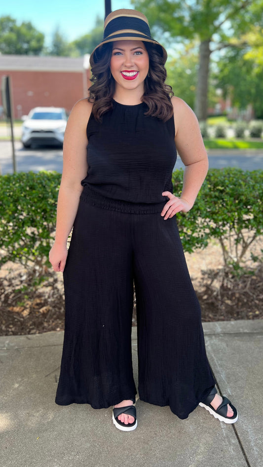 Michael Stars Gauze Wide Leg Pant - Black