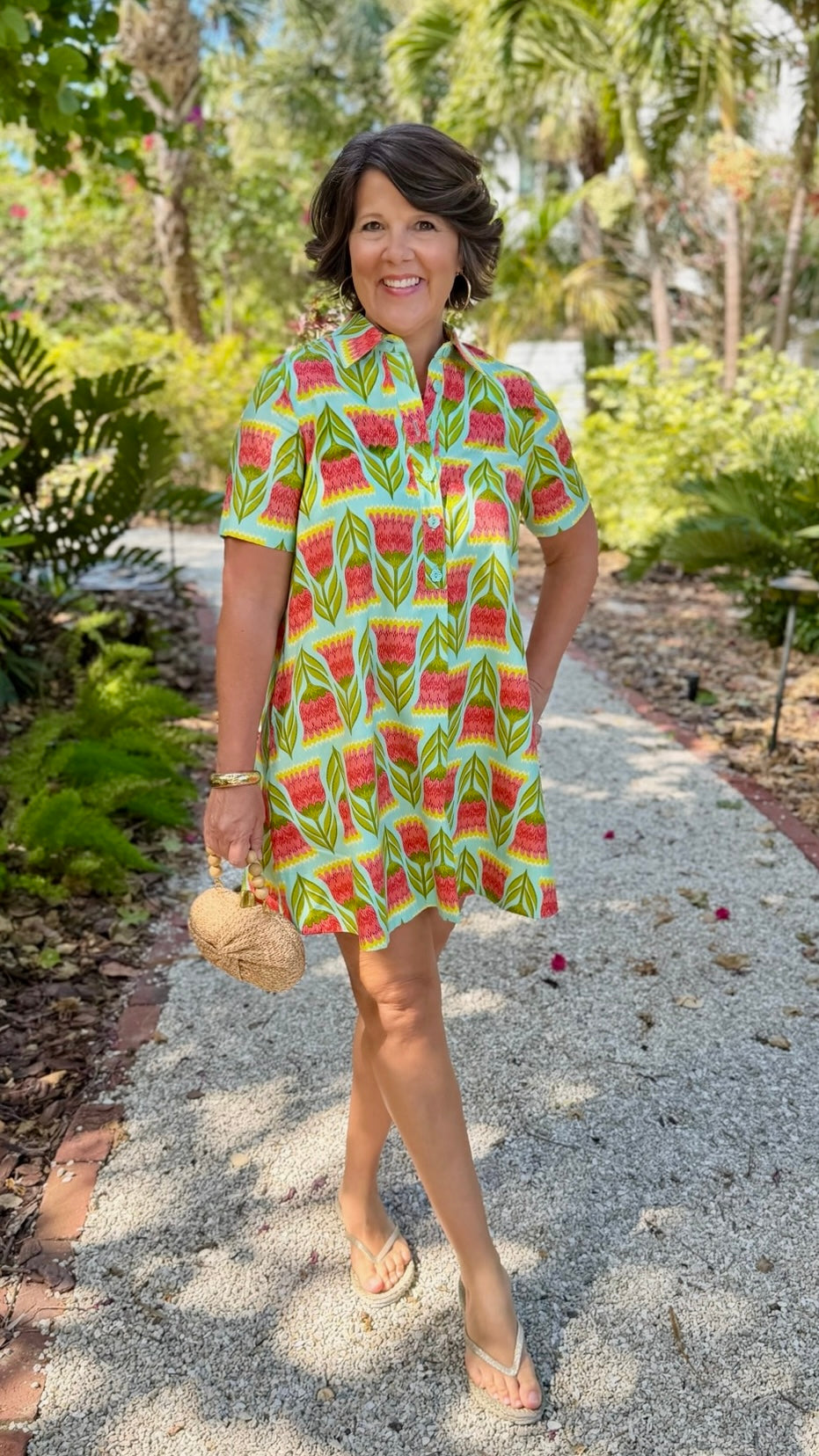 Uncle Frank Swing Shirt Dress - Aqua