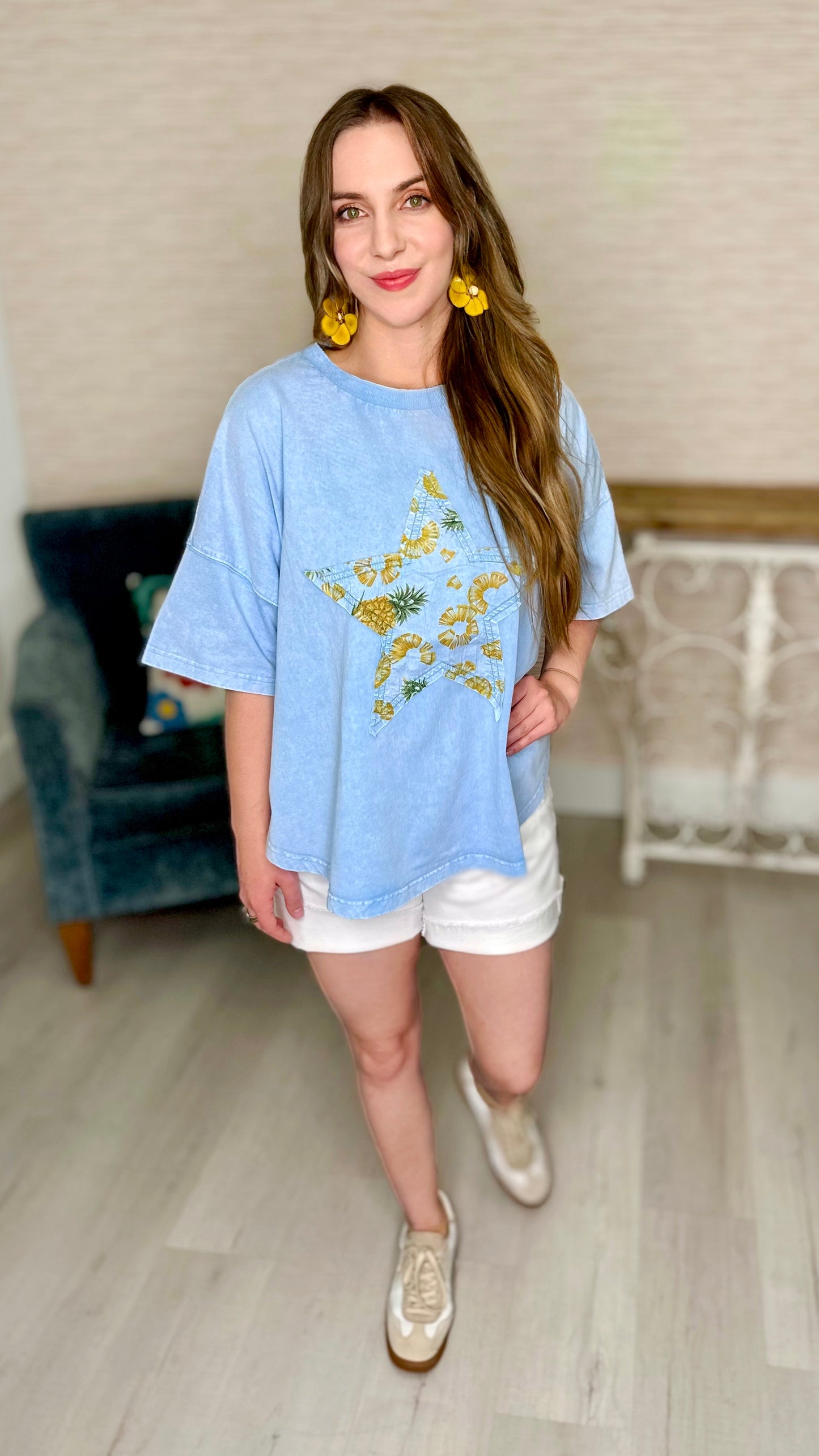 Peri Blue Star Patch Top