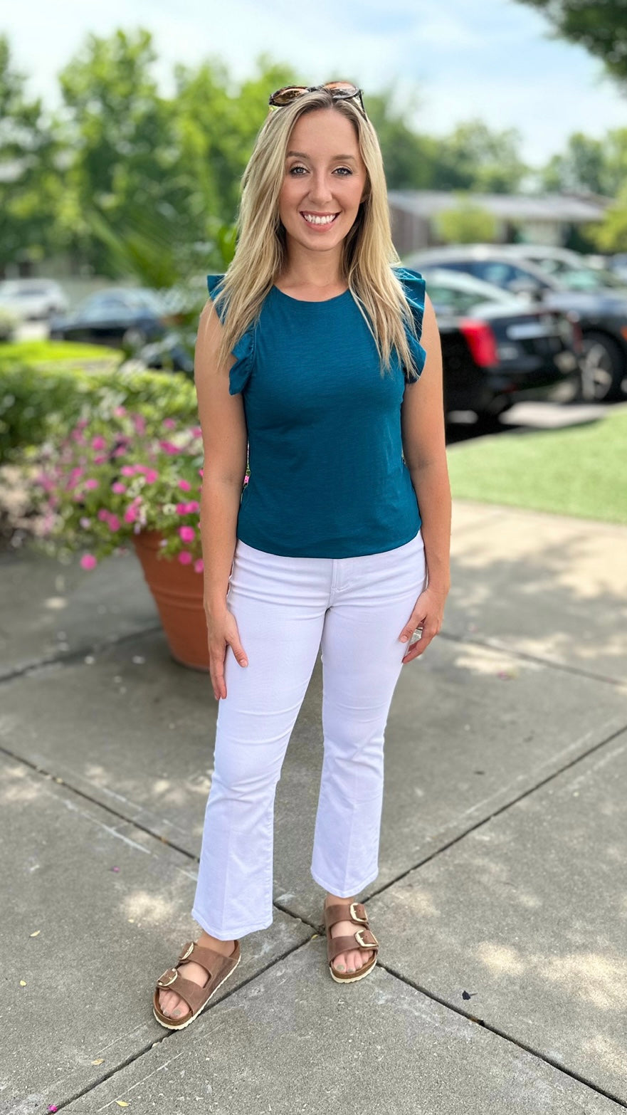 Another Love North Flutter Sleeve Top - Teal