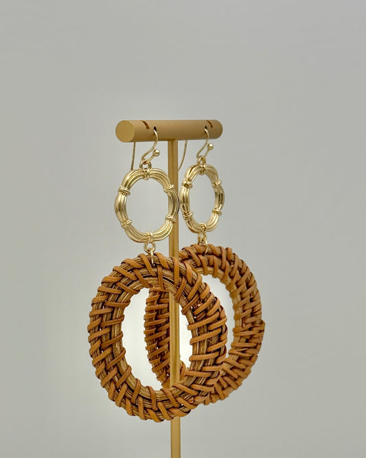 Oval Rattan Drop Earrings