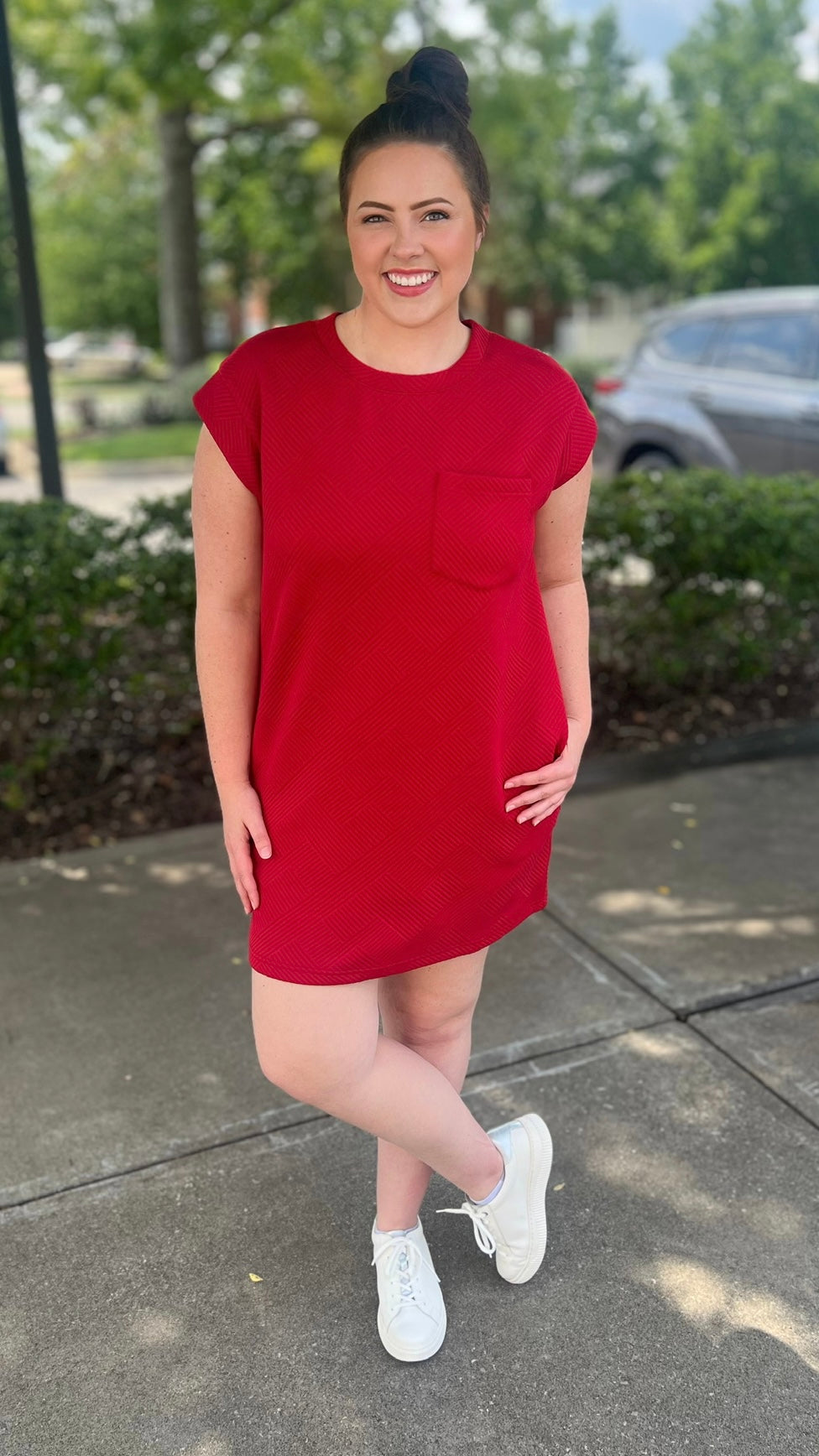 Quilted Queen T Shirt Dress - Scarlet