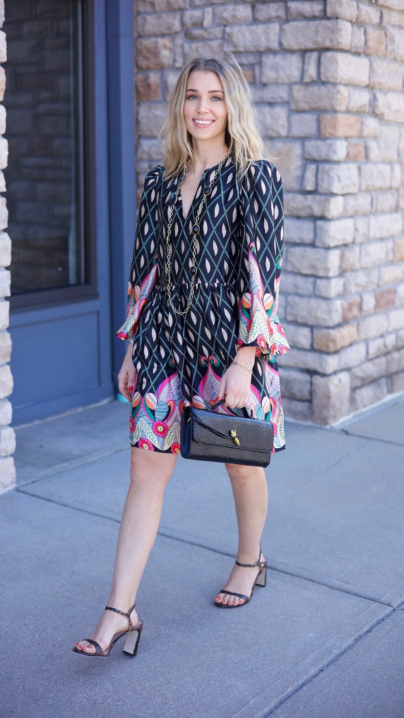 Frances Floral Dress - Black