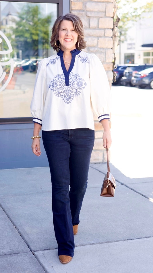 Ingrid Embroidered Top - Ivory