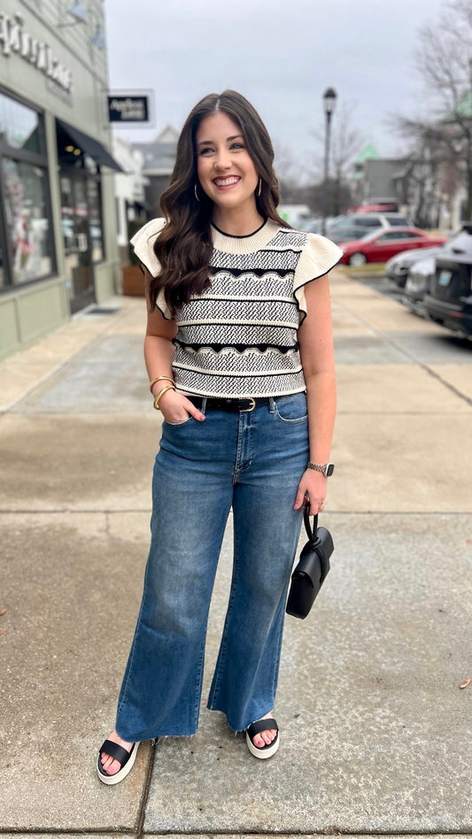 Bethany Cream & Black Sweater