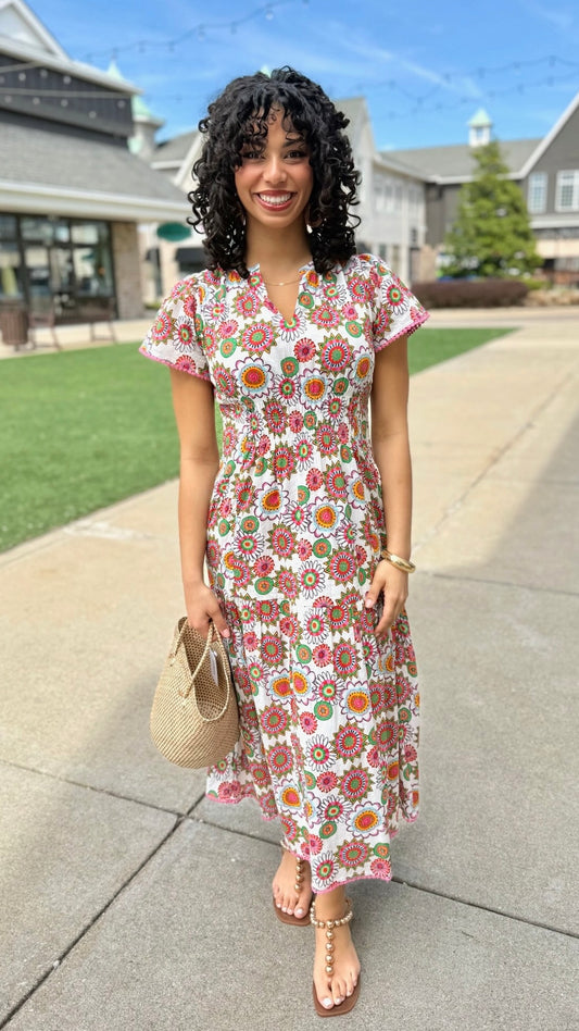 Uncle Frank Shirred Front Dress - Multi