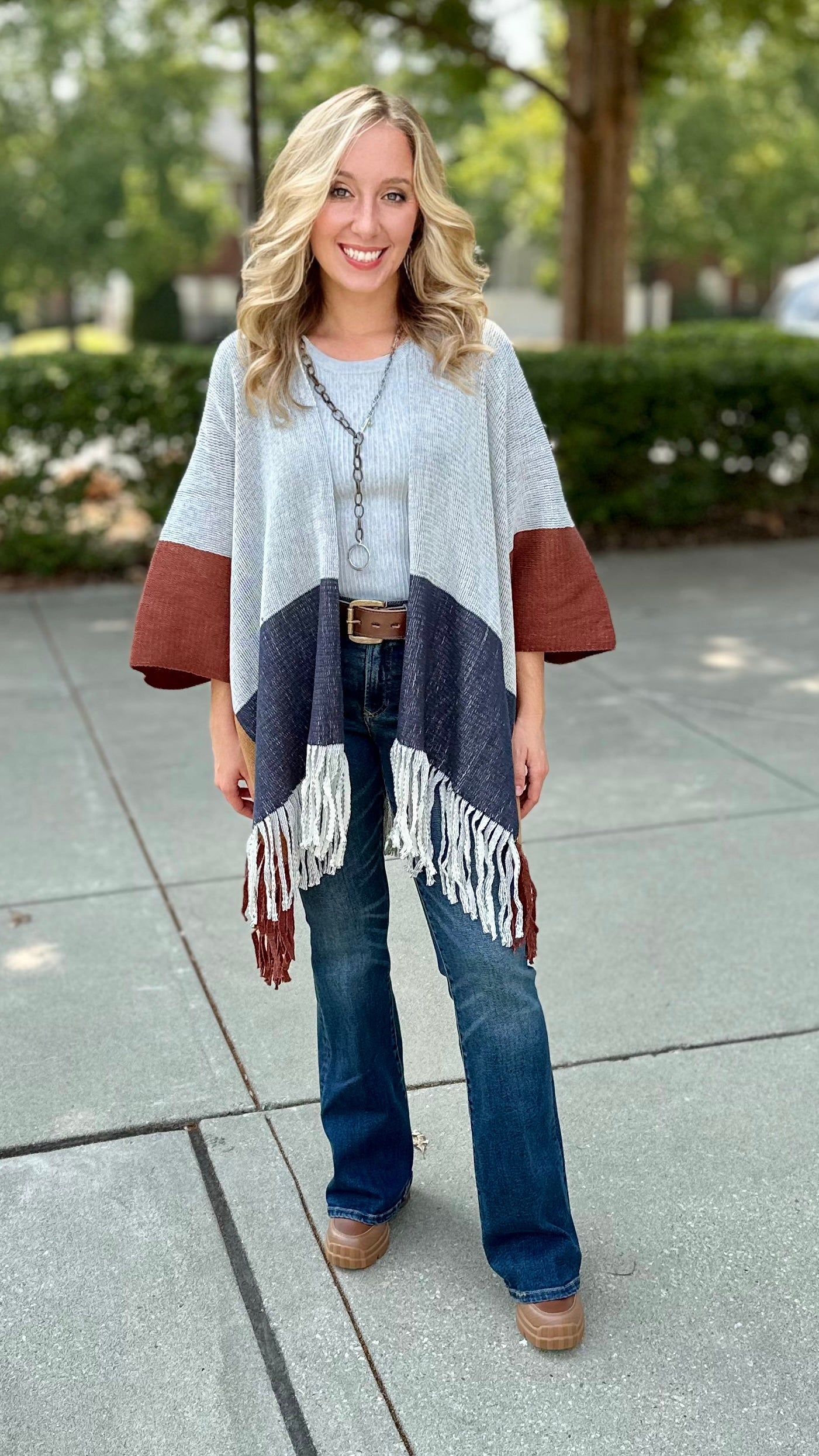 Colorblock Fringe Wrap