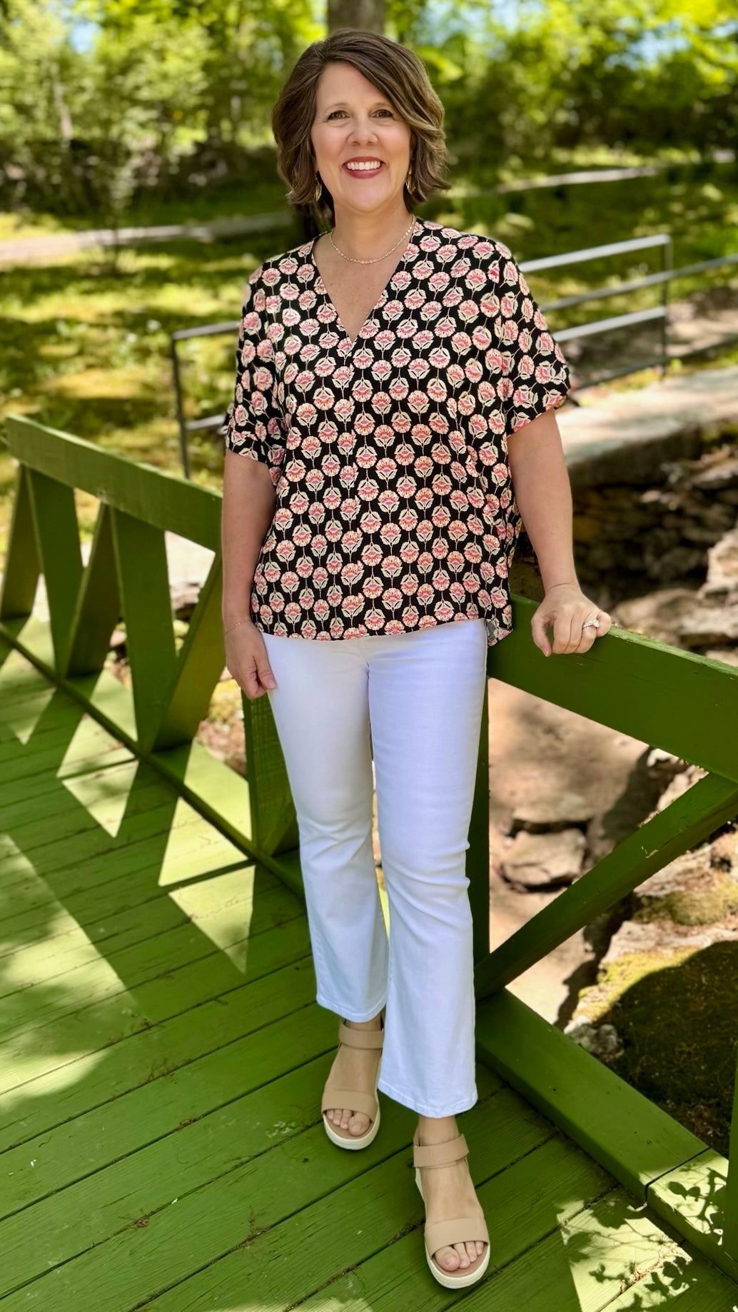 Bria Black Floral Top