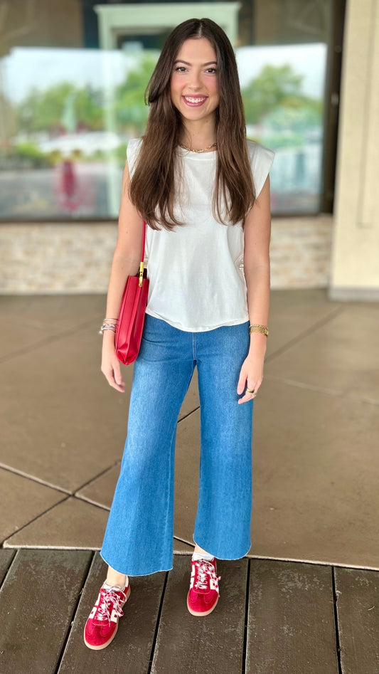 Erin Wide Leg Denim Pant - Mid Wash