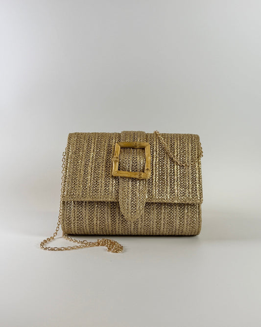 Janie Straw Clutch - Gold