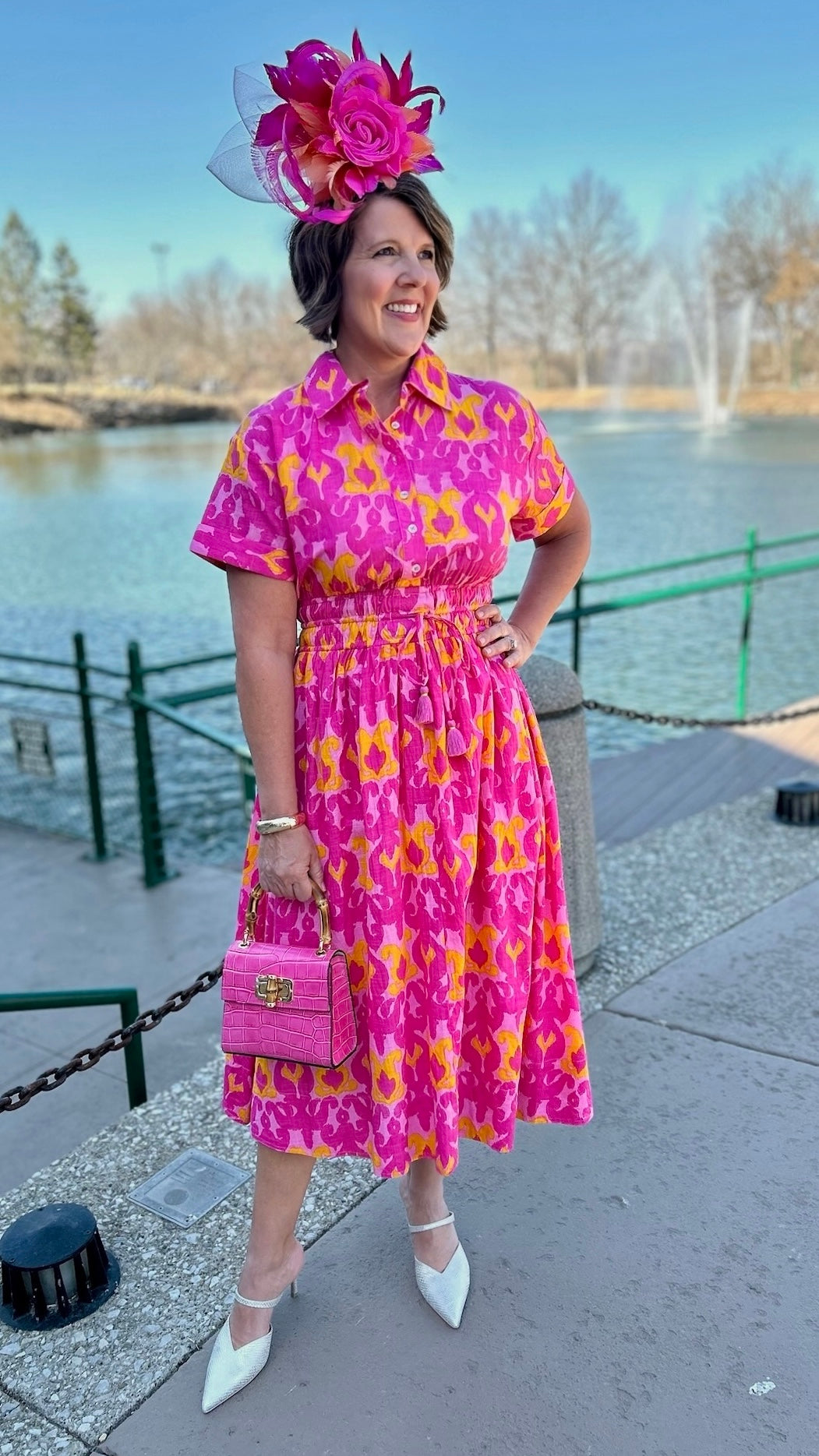 Ivy Jane Ikat Shirt Dress - Pink