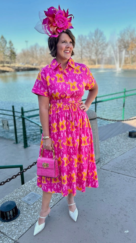 Ivy Jane Ikat Shirt Dress - Pink