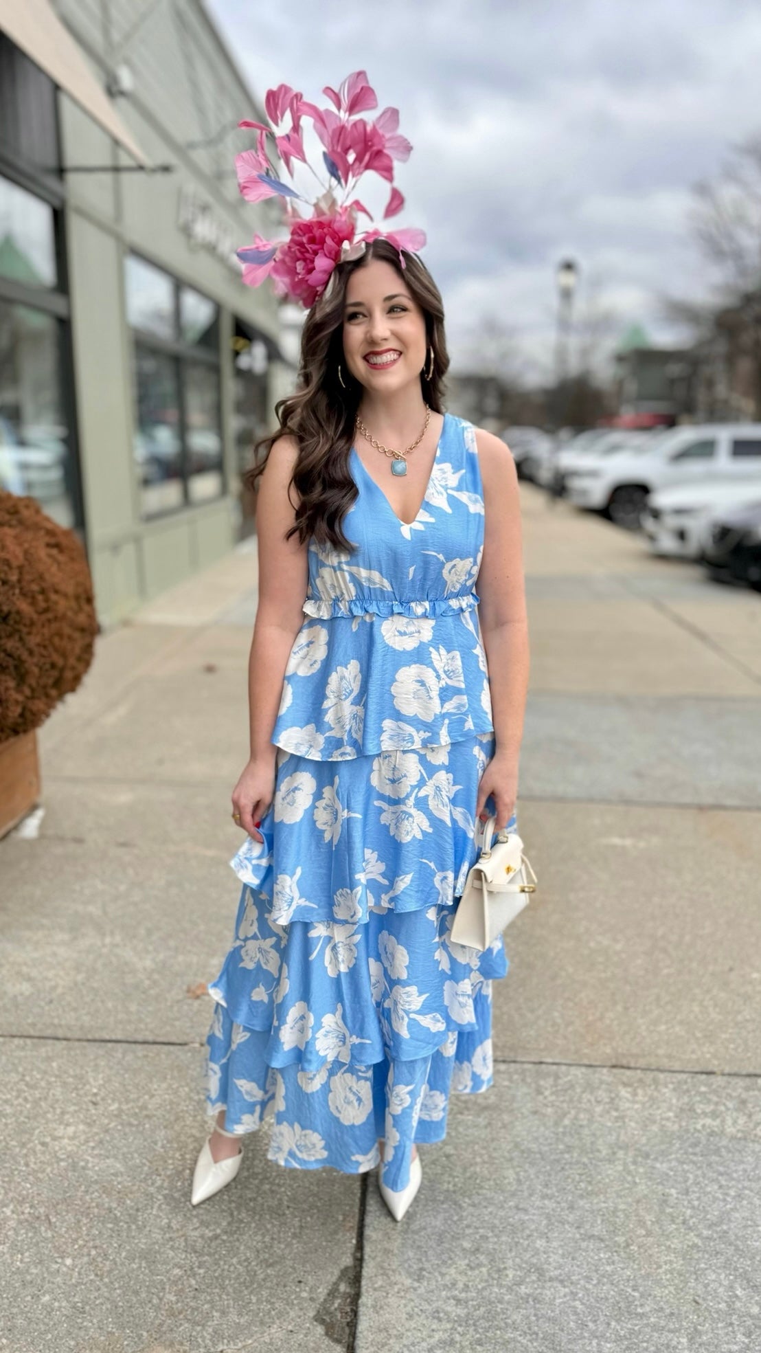 Amelia Floral Flutter Tiered Maxi Dress - Blue